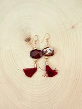 Load image into Gallery viewer, Red Jasper and Tassel Statement Earrings
