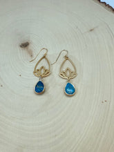 Load image into Gallery viewer, Gold and Royal Blue Jasper Statement Earrings
