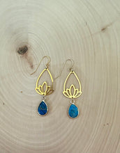 Load image into Gallery viewer, Gold and Royal Blue Jasper Statement Earrings
