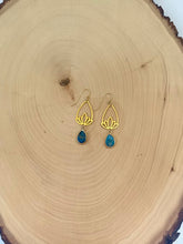 Load image into Gallery viewer, Gold and Royal Blue Jasper Statement Earrings

