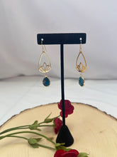 Load image into Gallery viewer, Gold and Royal Blue Jasper Statement Earrings
