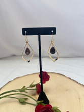 Load image into Gallery viewer, Gold Hoop and Tiger Eye Teardrop Statement Earrings
