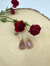 Load image into Gallery viewer, Peach Moonstone and Gold Dangle Earrings

