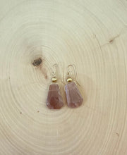 Load image into Gallery viewer, Peach Moonstone and Gold Dangle Earrings
