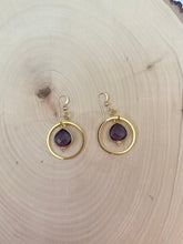 Load image into Gallery viewer, Gold and Purple Dangle Statement Earrings
