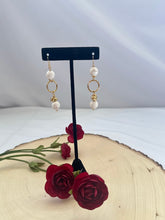 Load image into Gallery viewer, Howlite and Gold Dangle Earrings
