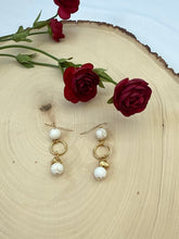 Load image into Gallery viewer, Howlite and Gold Dangle Earrings
