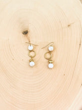 Load image into Gallery viewer, Howlite and Gold Dangle Earrings
