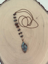 Load image into Gallery viewer, Long Beaded Necklace With Gold Plated Druzy Pendant
