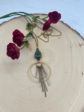 Load image into Gallery viewer, Statement Long Necklace With A Tibetan Style Inlaid Bead and Jasper Pendant Necklace

