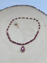 Load image into Gallery viewer, Genuine Ruby Gemstone Bezel Teardrop Pendant Necklace
