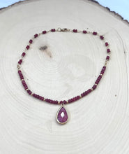 Load image into Gallery viewer, Genuine Ruby Gemstone Bezel Teardrop Pendant Necklace
