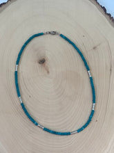 Load image into Gallery viewer, Aqua Jade and Silver Plated Beaded Choker Necklace
