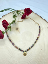 Load image into Gallery viewer, Watermelon Tourmaline And Gold Beaded Necklace

