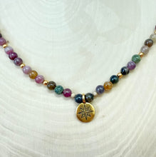 Load image into Gallery viewer, Watermelon Tourmaline And Gold Beaded Necklace
