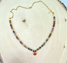 Load image into Gallery viewer, Watermelon Tourmaline And Gold Beaded Necklace
