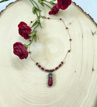 Load image into Gallery viewer, Genuine Ruby Gemstone Teardrop Pendant Long Necklace
