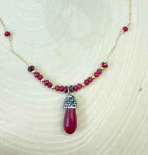Load image into Gallery viewer, Genuine Ruby Gemstone Teardrop Pendant Long Necklace
