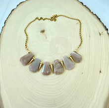 Load image into Gallery viewer, Peach Moonstone and Gold Statement Necklace
