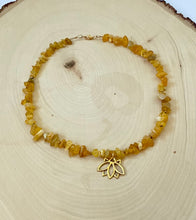 Load image into Gallery viewer, Citrine And Gold Necklace With Lotus Pendant

