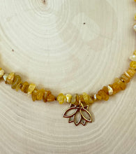 Load image into Gallery viewer, Citrine And Gold Necklace With Lotus Pendant
