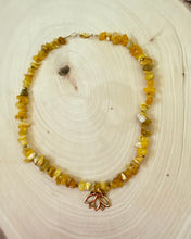 Load image into Gallery viewer, Citrine And Gold Necklace With Lotus Pendant
