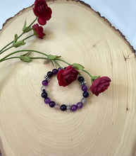 Load image into Gallery viewer, Round Amethyst Gemstone Stretch Bracelet
