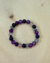 Load image into Gallery viewer, Round Amethyst Gemstone Stretch Bracelet
