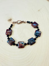 Load image into Gallery viewer, Red And Brown Square Jasper Gemstone Bracelet With Copper Toggle Clasp
