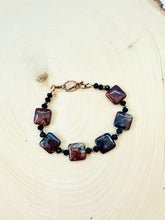 Load image into Gallery viewer, Red And Brown Square Jasper Gemstone Bracelet With Copper Toggle Clasp
