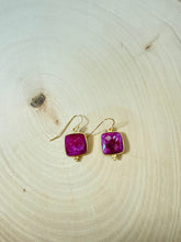 Load image into Gallery viewer, Genuine Square Ruby Gemstone Dangle Earrings
