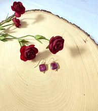 Load image into Gallery viewer, Genuine Square Ruby Gemstone Dangle Earrings
