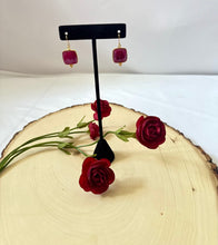 Load image into Gallery viewer, Genuine Square Ruby Gemstone Dangle Earrings

