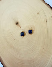 Load image into Gallery viewer, Genuine Square Sapphire Gemstone Dangle Earrings
