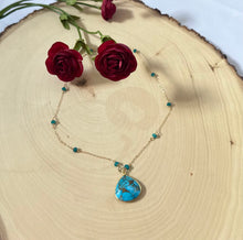 Load image into Gallery viewer, Genuine Turquoise Gold Bezel Gemstone Pendant Necklace
