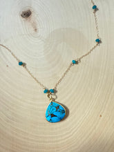 Load image into Gallery viewer, Genuine Turquoise Gold Bezel Gemstone Pendant Necklace
