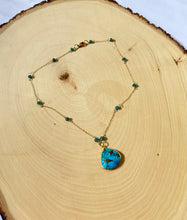 Load image into Gallery viewer, Genuine Turquoise Gold Bezel Gemstone Pendant Necklace
