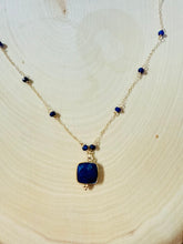 Load image into Gallery viewer, Genuine Square Sapphire Gemstone Pendant Necklace
