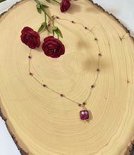 Load image into Gallery viewer, Genuine Square Ruby Gemstone Pendant Necklace
