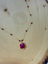 Load image into Gallery viewer, Genuine Square Ruby Gemstone Pendant Necklace
