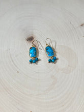 Load image into Gallery viewer, Genuine Turquoise Gold Bezel Gemstone Dangle Earrings
