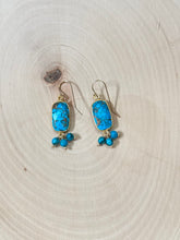 Load image into Gallery viewer, Genuine Turquoise Gold Bezel Gemstone Dangle Earrings
