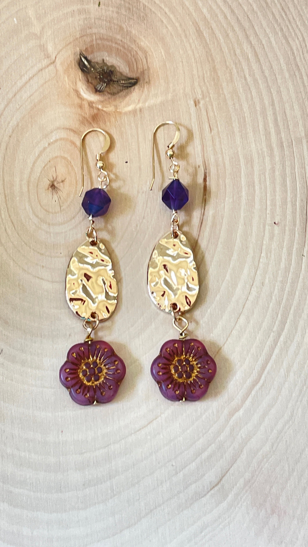 Amethyst And Gold Statement Earrings