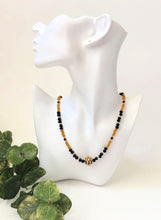 Load image into Gallery viewer, Black Enameled Bejeweled Round Pendant And Crystal Choker Necklace
