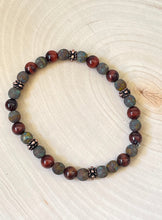 Load image into Gallery viewer, Brown agate, tiger eye and copper beaded bracelet
