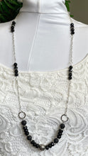 Load image into Gallery viewer, Silver Plated Onyx and Lava Bead Long Necklace
