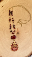 Load image into Gallery viewer, Enameled Red Brass Pendant With Mookanite Beaded Chain
