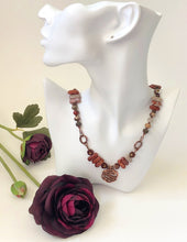 Load image into Gallery viewer, Red Jasper Nugget Link Necklace With Copper Pendant
