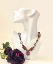 Load image into Gallery viewer, Red Jasper Nugget Link Necklace With Copper Pendant
