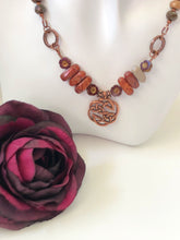 Load image into Gallery viewer, Red Jasper Nugget Link Necklace With Copper Pendant
